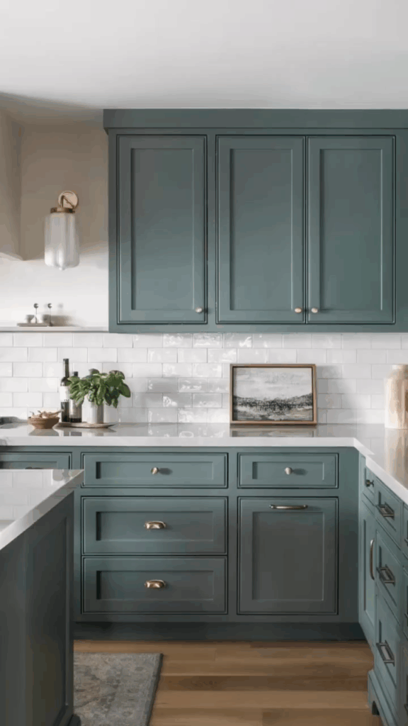 Moody Dark Sage Kitchen