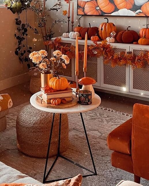 Orange Candle and Mini Floral Centerpiece