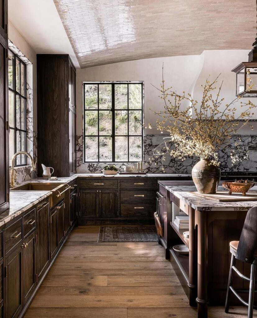Rustic Cabinetry With Marble