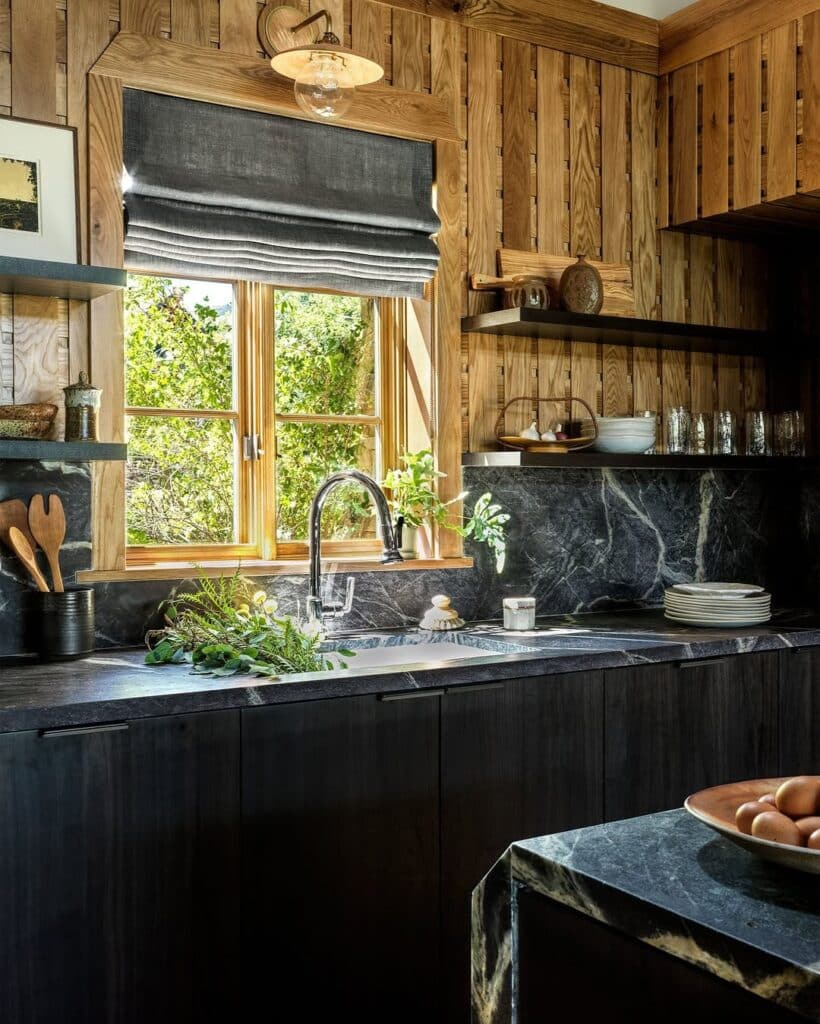 Rustic Charcoal Stone and Timber