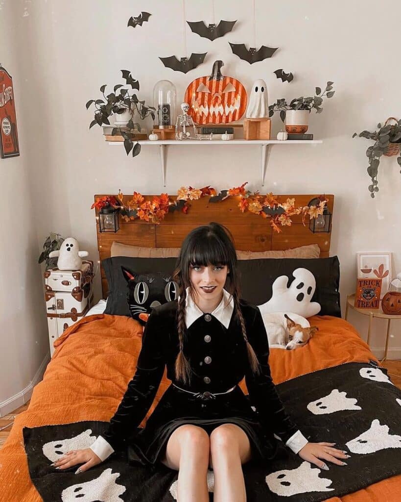 Wednesday Inspired Gothic Bedroom Ghost Decor