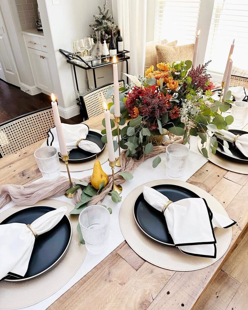 Chic Contrast and Blush Tablescape