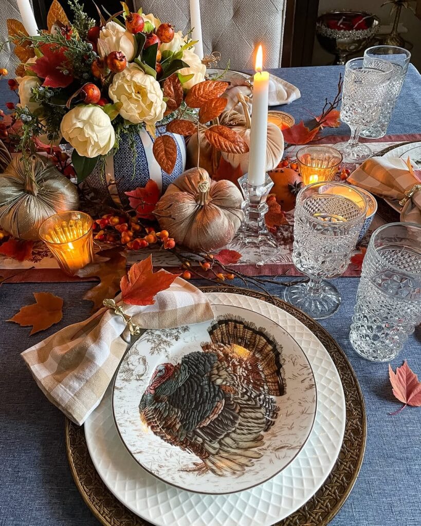 Classic Harvest Turkey Plate Tablescape