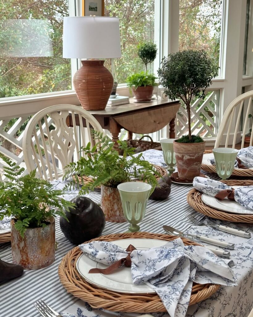 French Garden Harvest for a Thanksgiving Table with Wicker Chargers