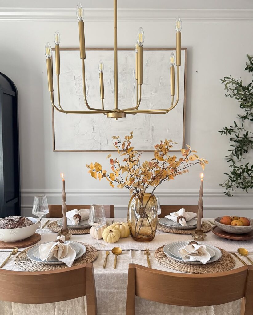Golden Minimalist Thanksgiving Branch Centerpiece