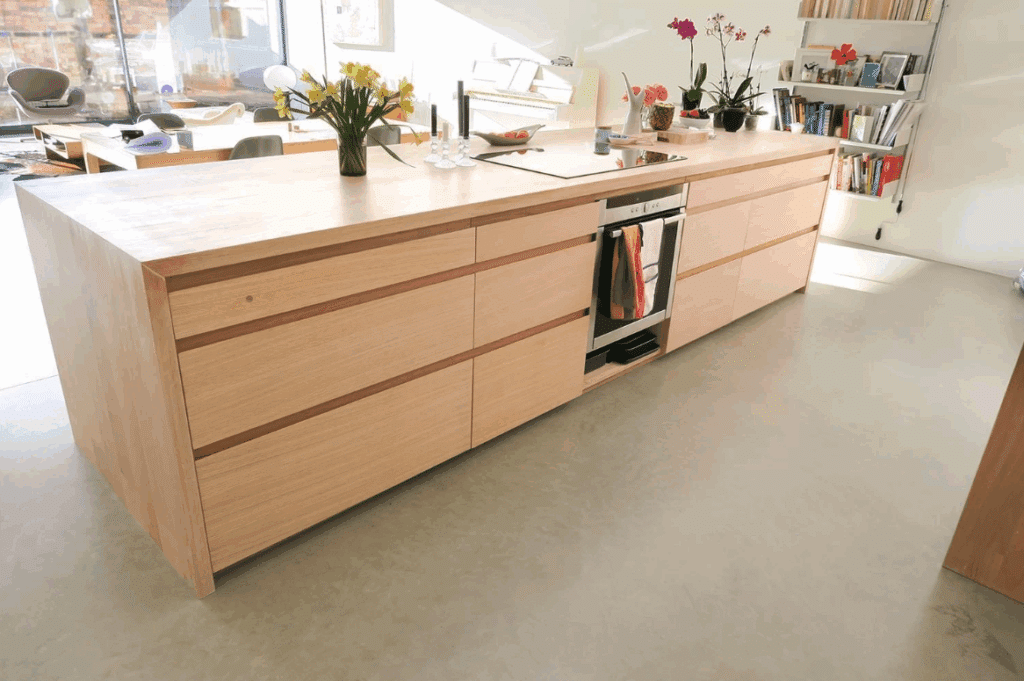 Groove-Front Natural Wood Cabinets