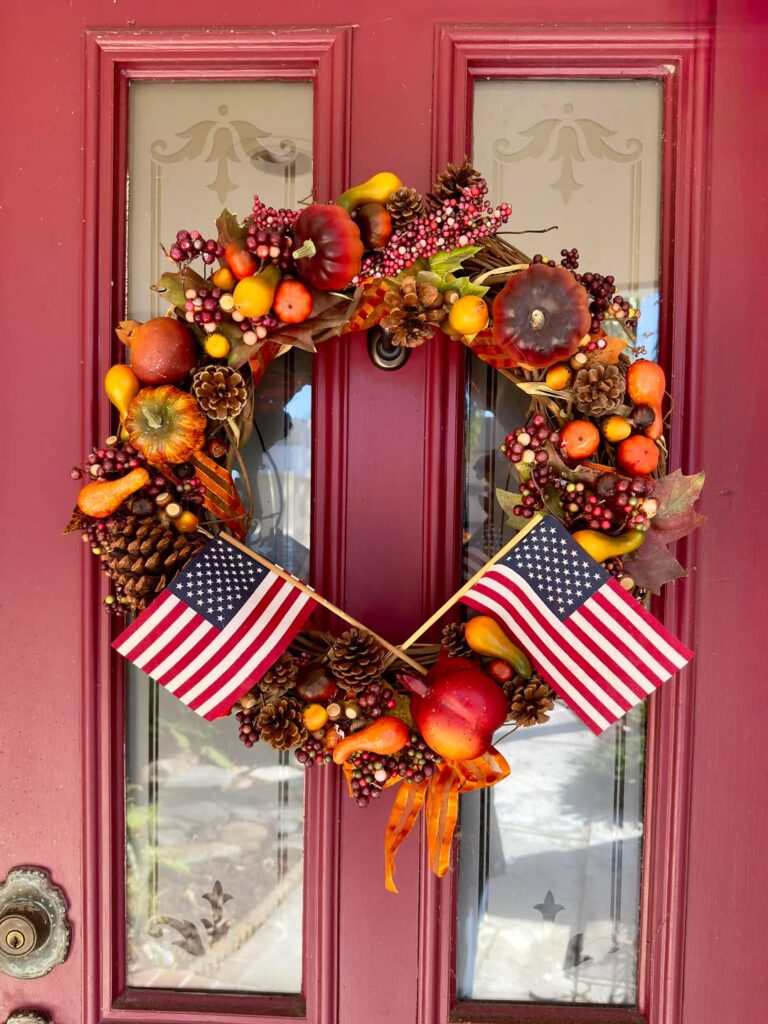 Harvest Wreath with a Patriotic Theme
