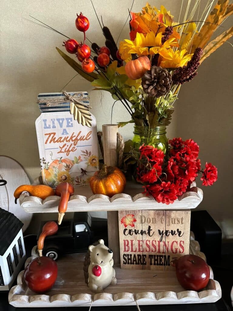 Mini fall accent with a blessings tray