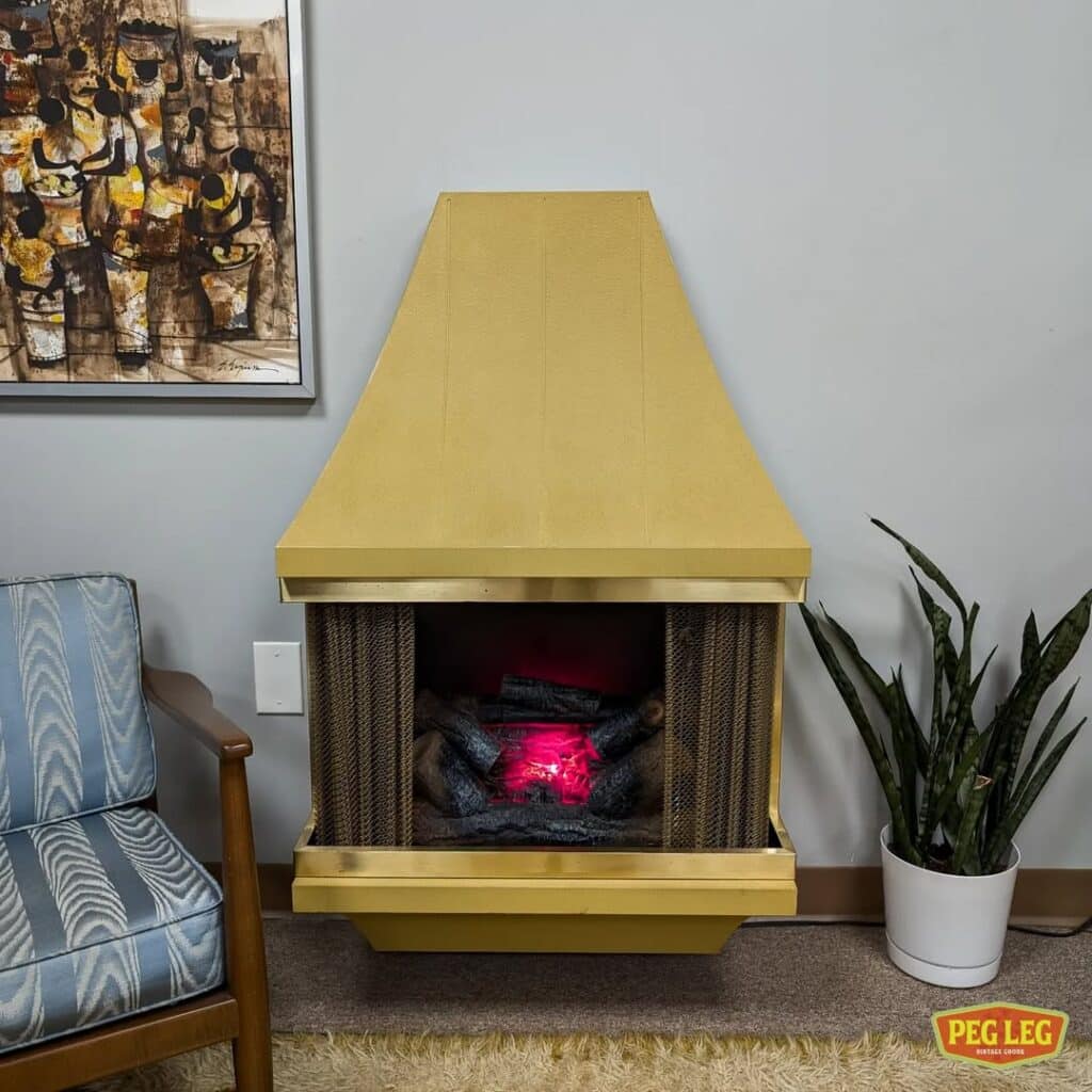 Mustard Retro Metal Fireplace