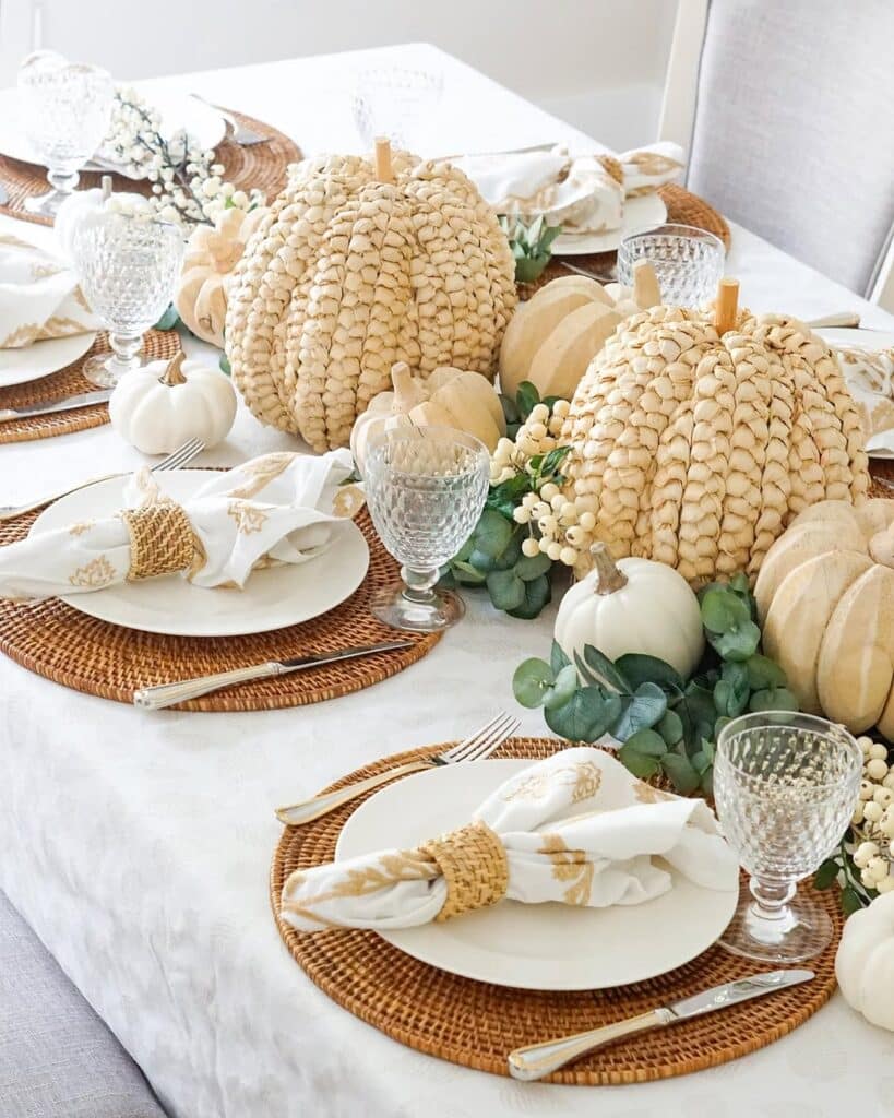 Neutral Woven Harvest Tablescape