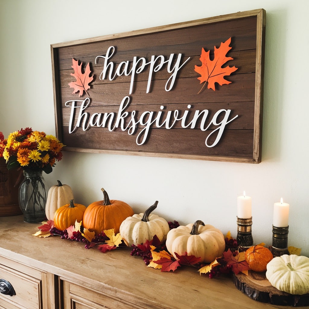 Pumpkin Garland and Wood Sign Buffet