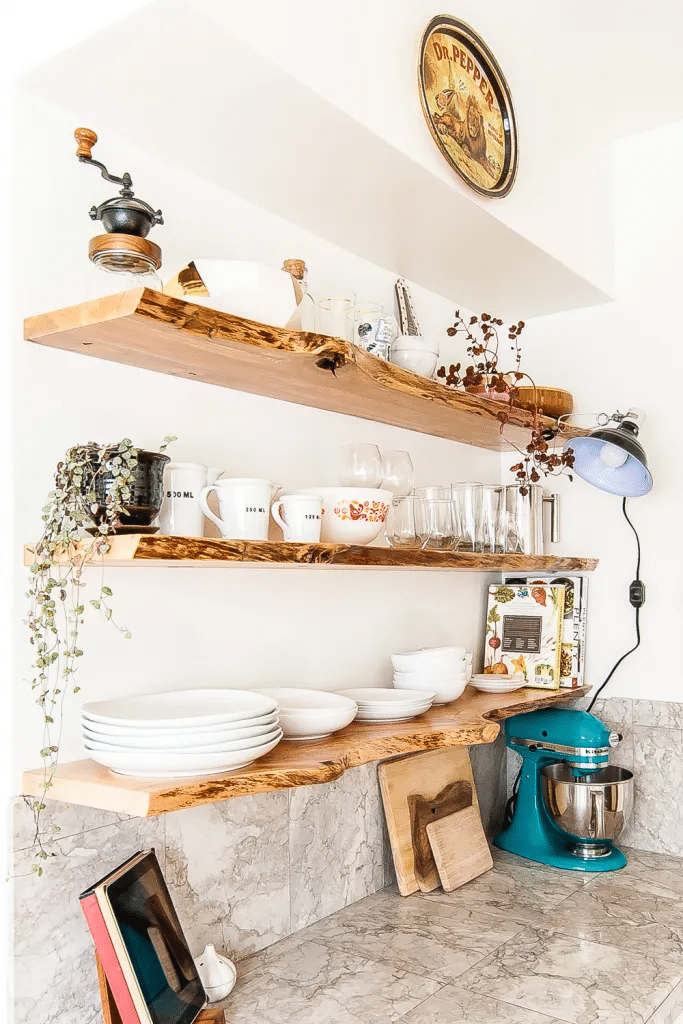 Shelves with Live Edge Detail