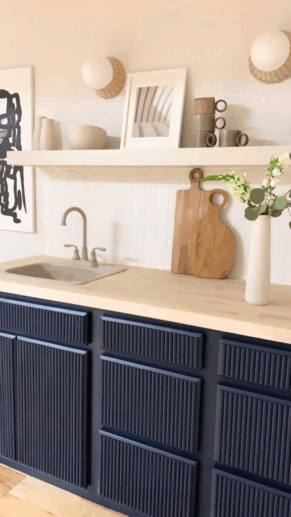 Dark Cabinets With Fluted Panels