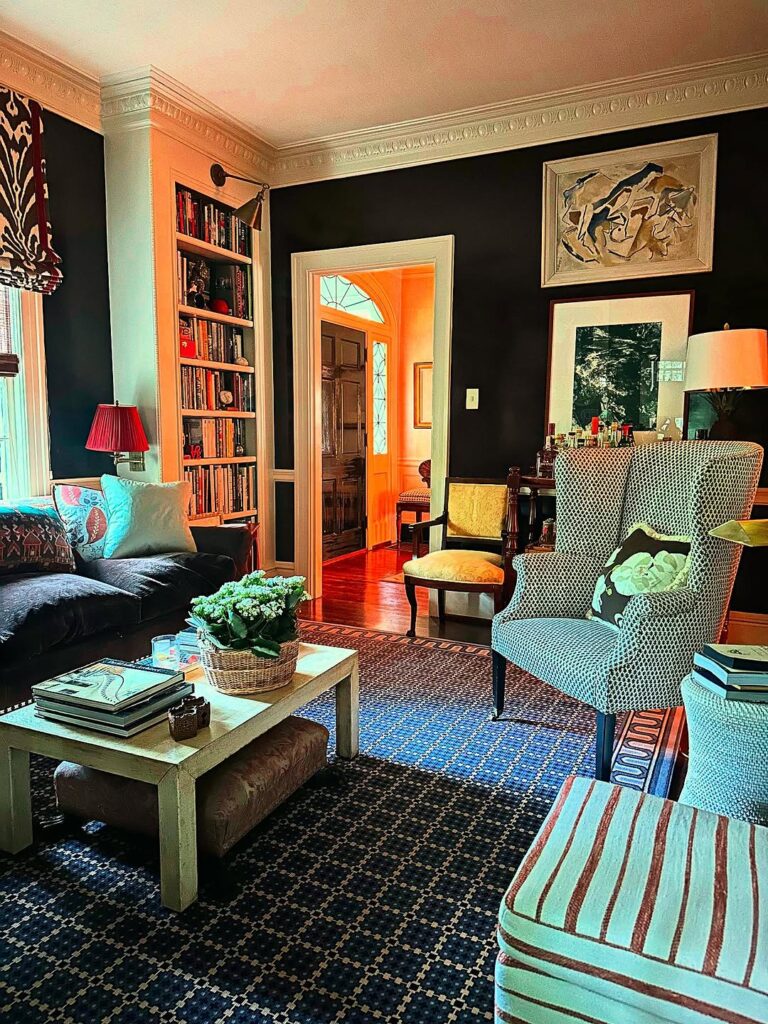 Dark Wall Backdrop with Layered Decor