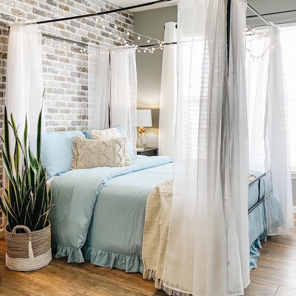 Draped Fabric Canopy Bed