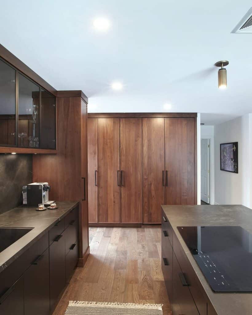 Matte Black with Walnut Cabinetry