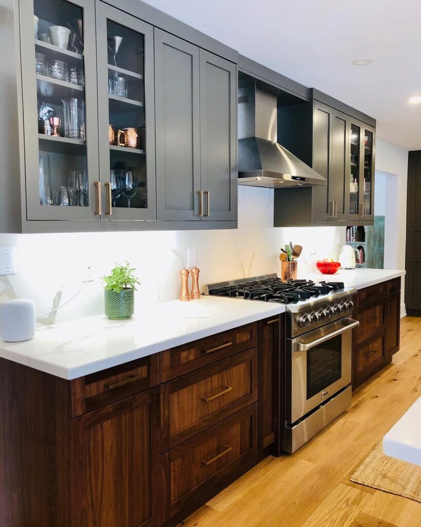 Two-Tone Cabinets with Dark Bases