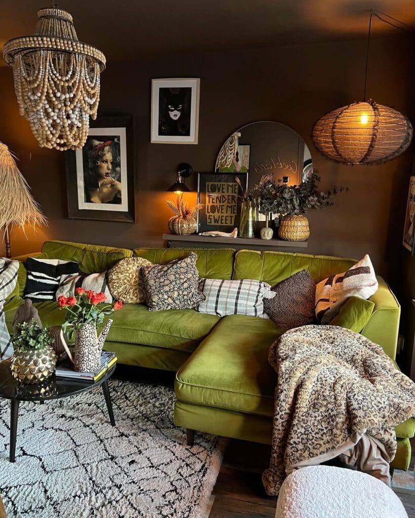 Warm Eclectic Olive Sectional
