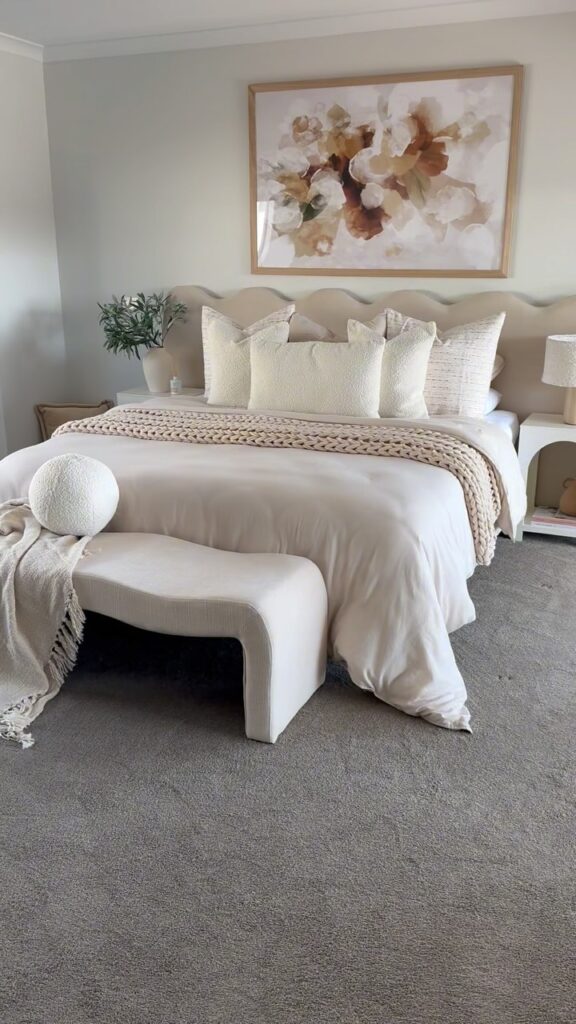 Beige Curved Wave Headboard