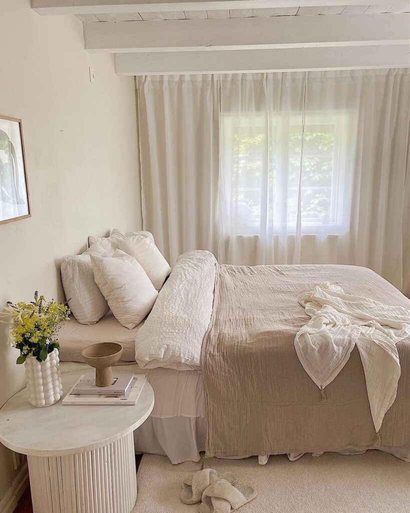 Beige Sheer Linen Window Treatment