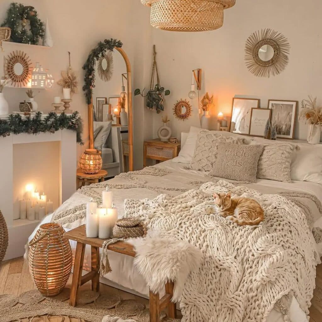 Chunky Knit Throw and Candlelight