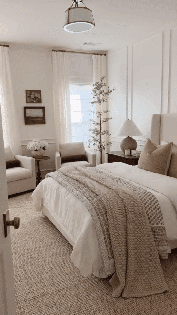 Layered Knit Throw and Wainscoting