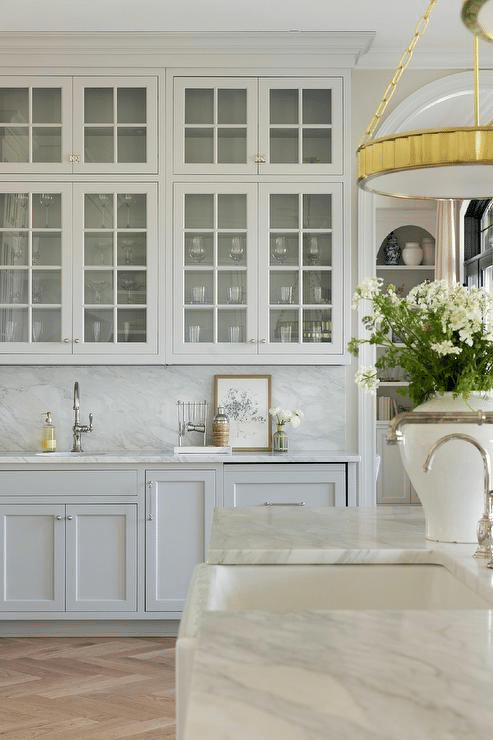 Light Grey Glass-Front Cabinets