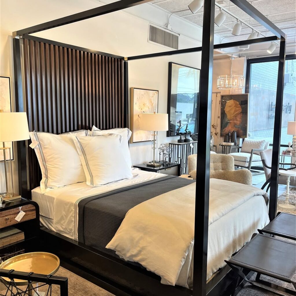 Minimal Matte Black Canopy Bed