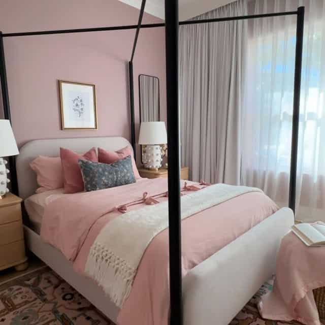 Sleek Blush Pink Canopy Bed