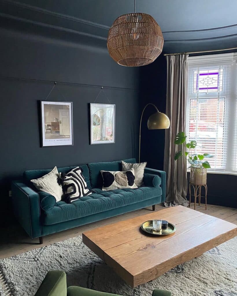 Teal Velvet with Charcoal and Espresso
