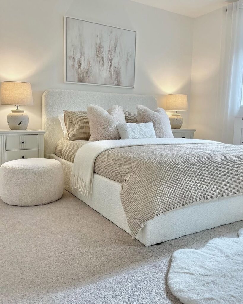 Textured Bedding with Fluffy Neutrals