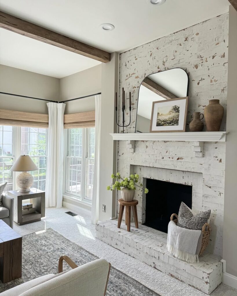 Distressed White Cottage Brick Hearth