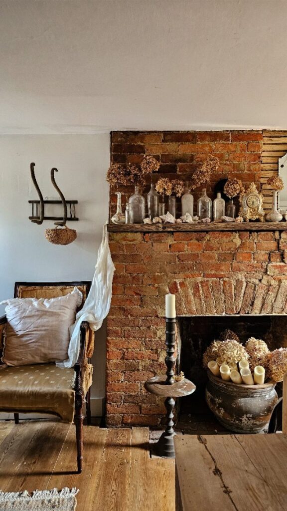 Farmhouse Hearth in Weathered Brick