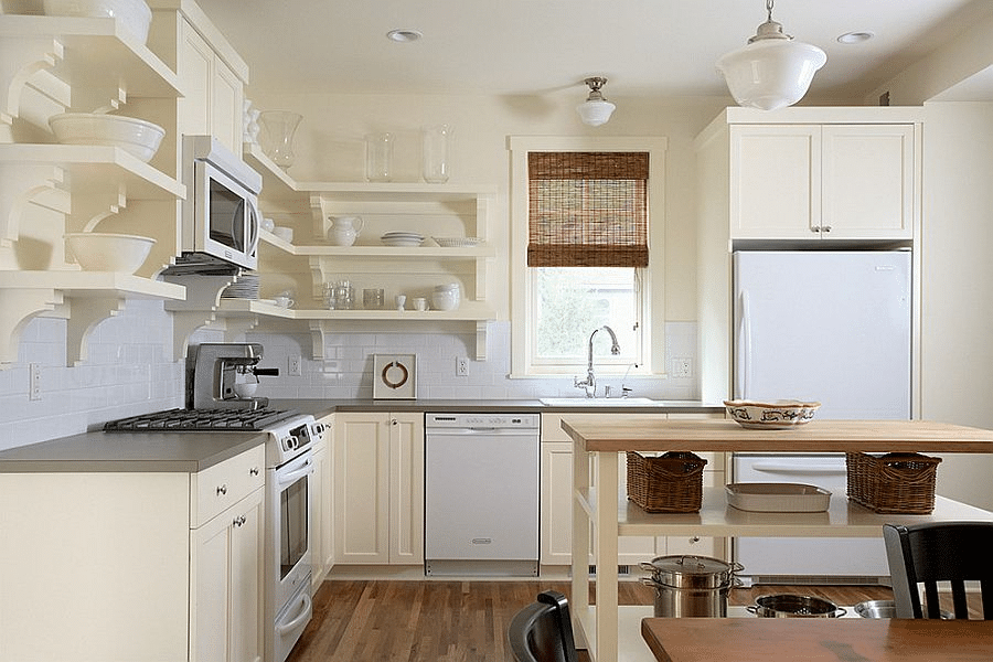 Open Shelves on a Cream Background