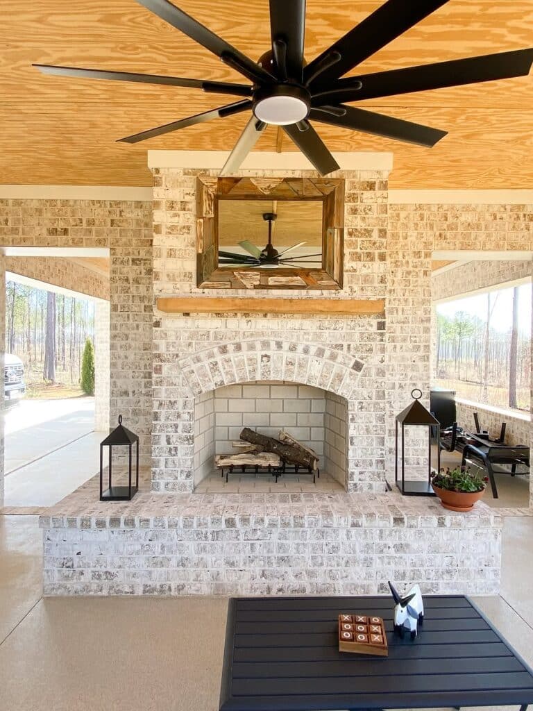 Whitewashed Brick Arch Hearth