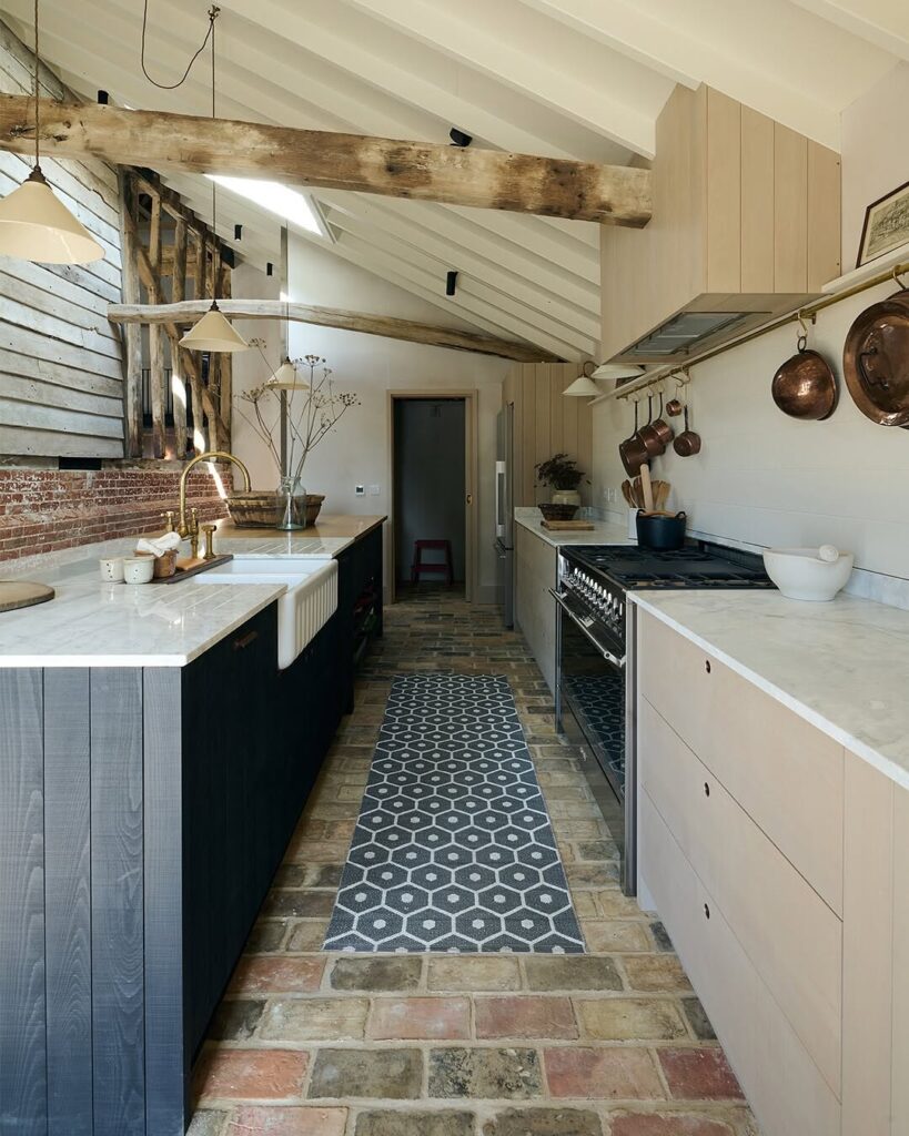 Brick Flooring and Exposed Beams