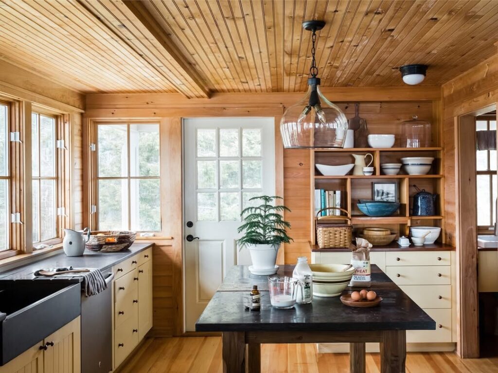 Cottage Paneling and Open Shelves