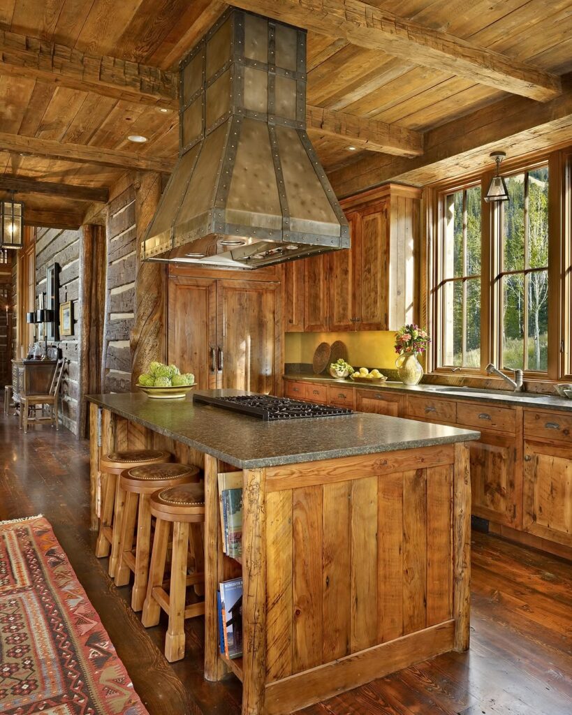 Rustic Kitchen Hammered Metal Hood
