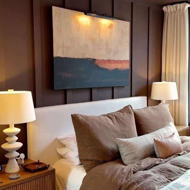 Sculptural Lighting on Cocoa Walls