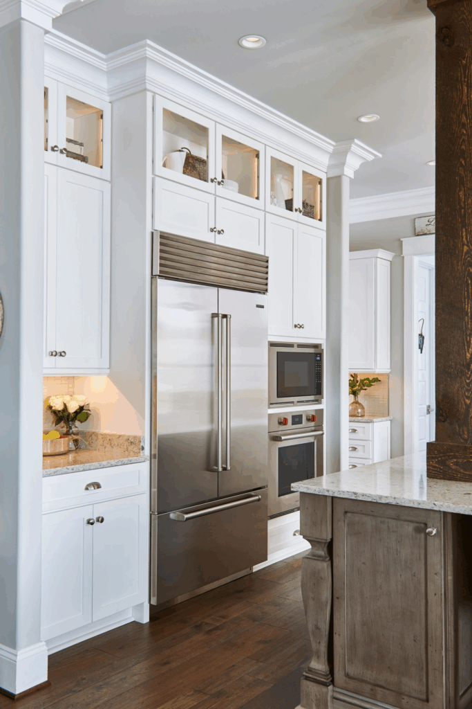 White Cabinet Appliance Concealment