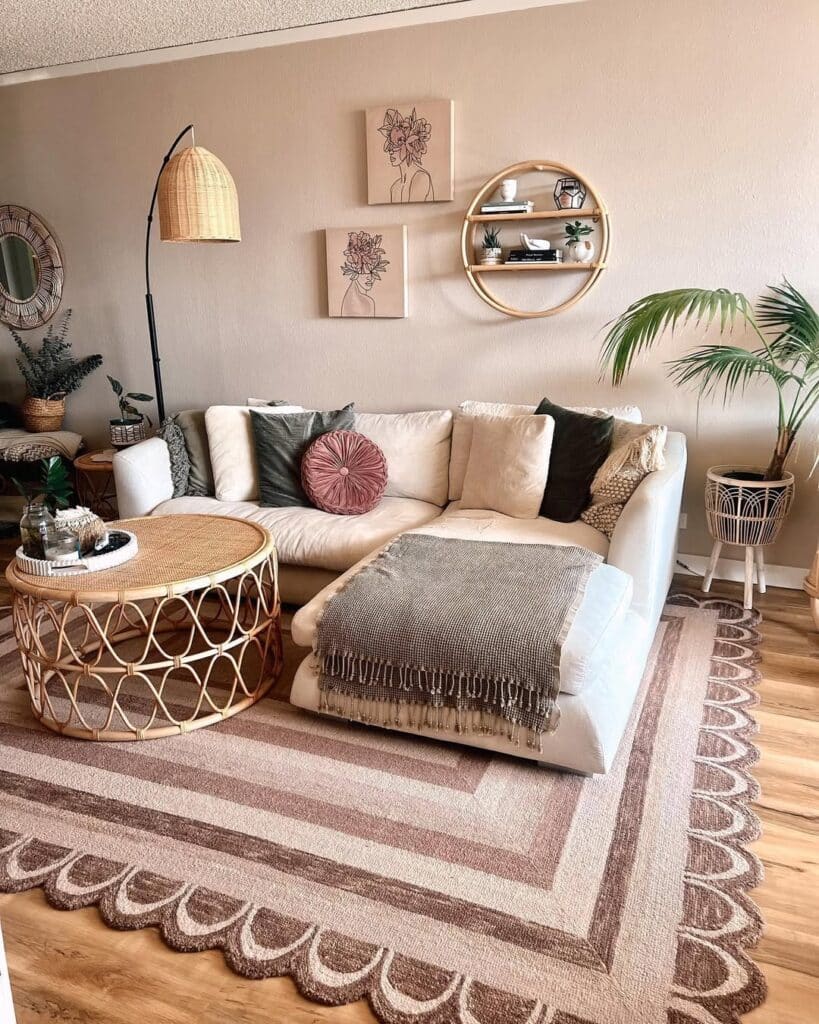 Boho Living Room With Rounded Forms