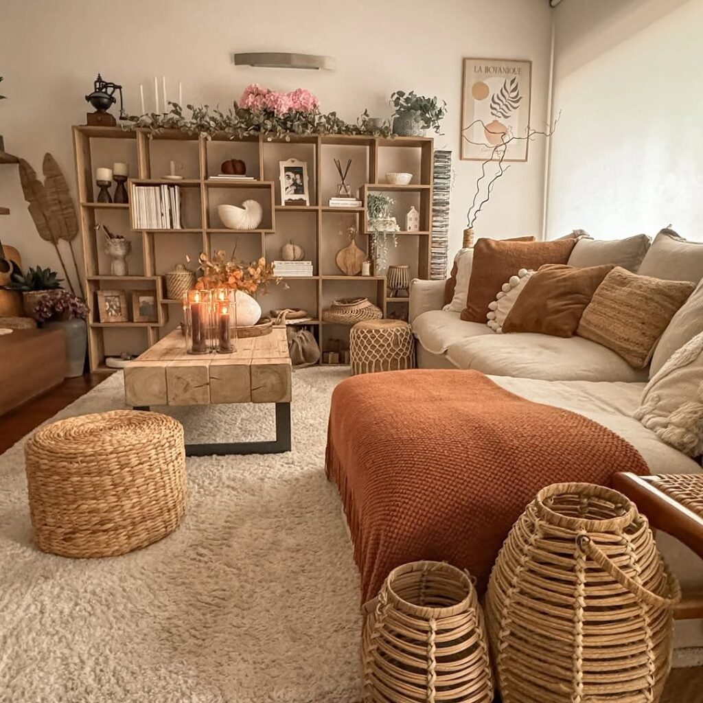 Earth-Toned Bohemian Living Room
