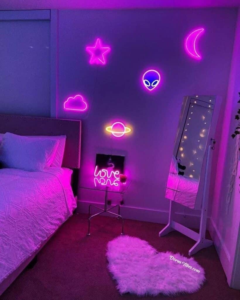 Galaxy Neon Girl Bedroom