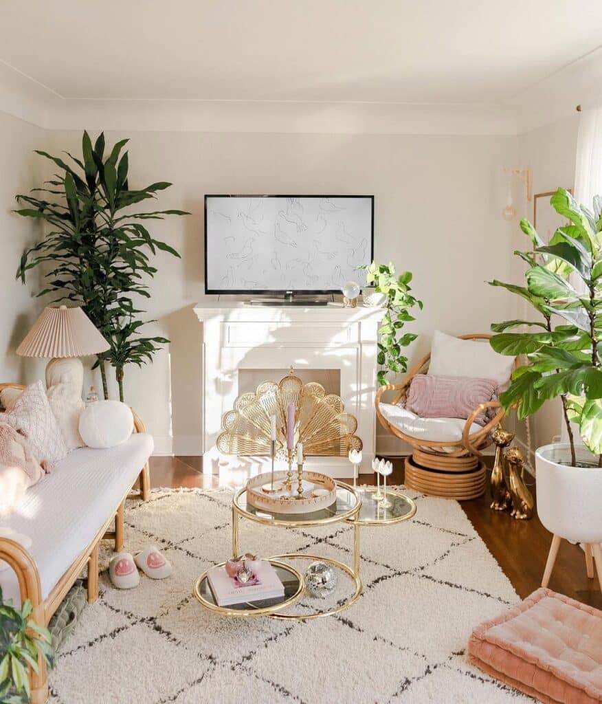 Golden Accent Boho Living Room