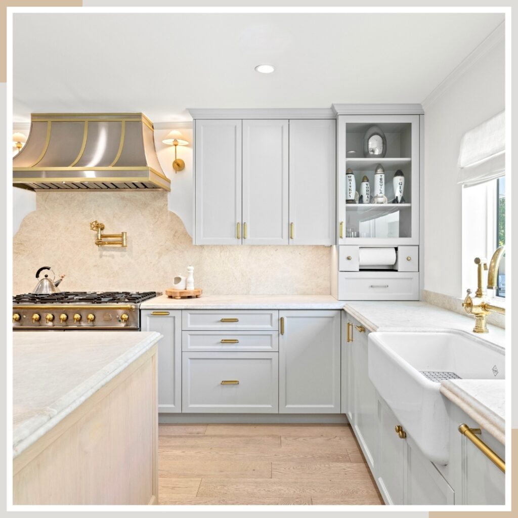 Grey Cabinets With Brass Hardware
