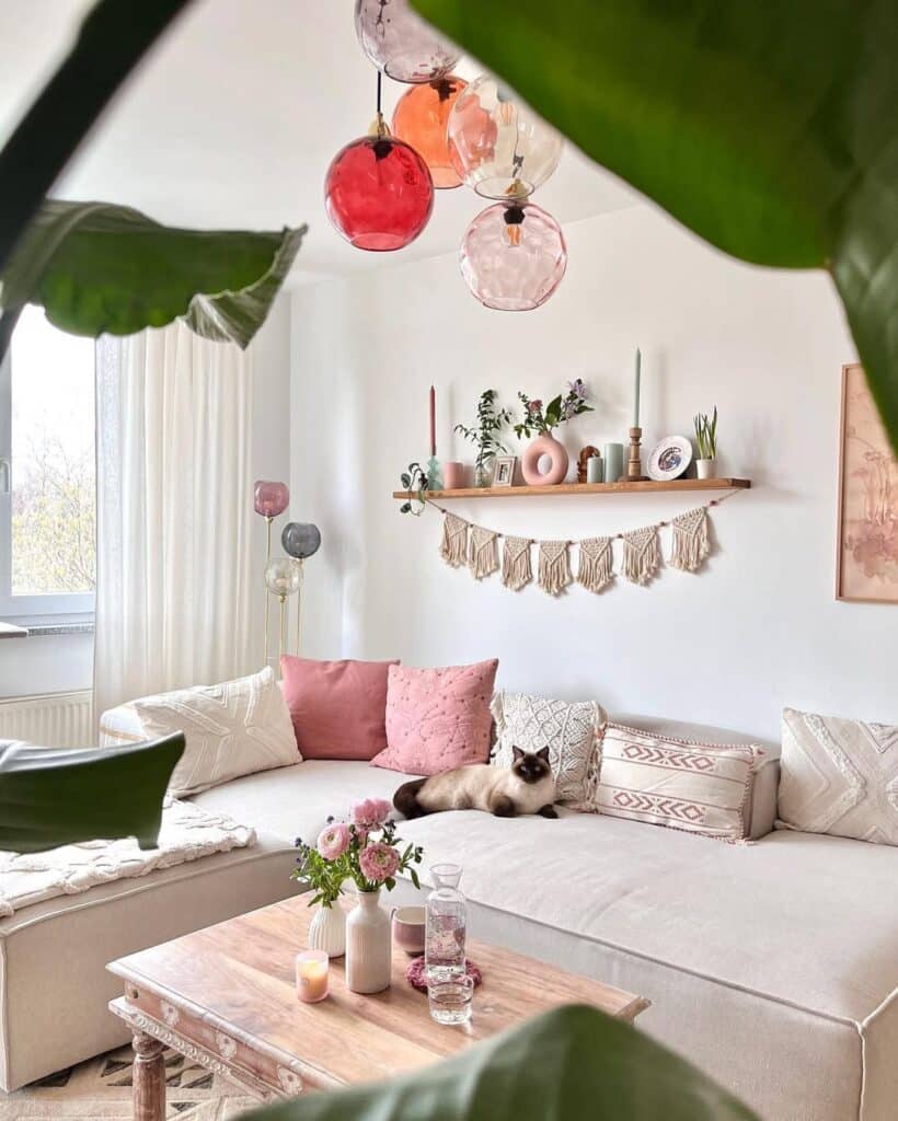 Pink Accent Boho Lounge