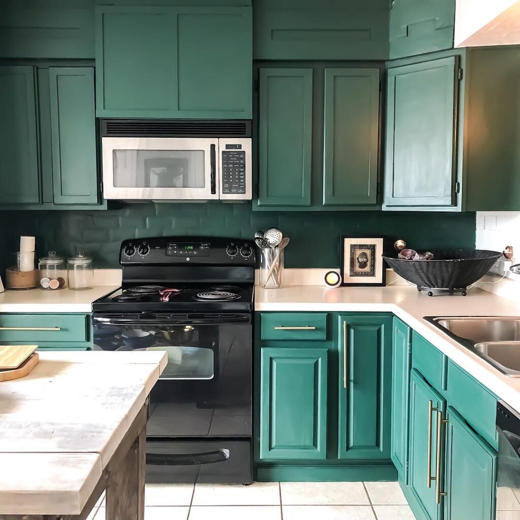 Green Cabinetry with Vintage-Style Appliances