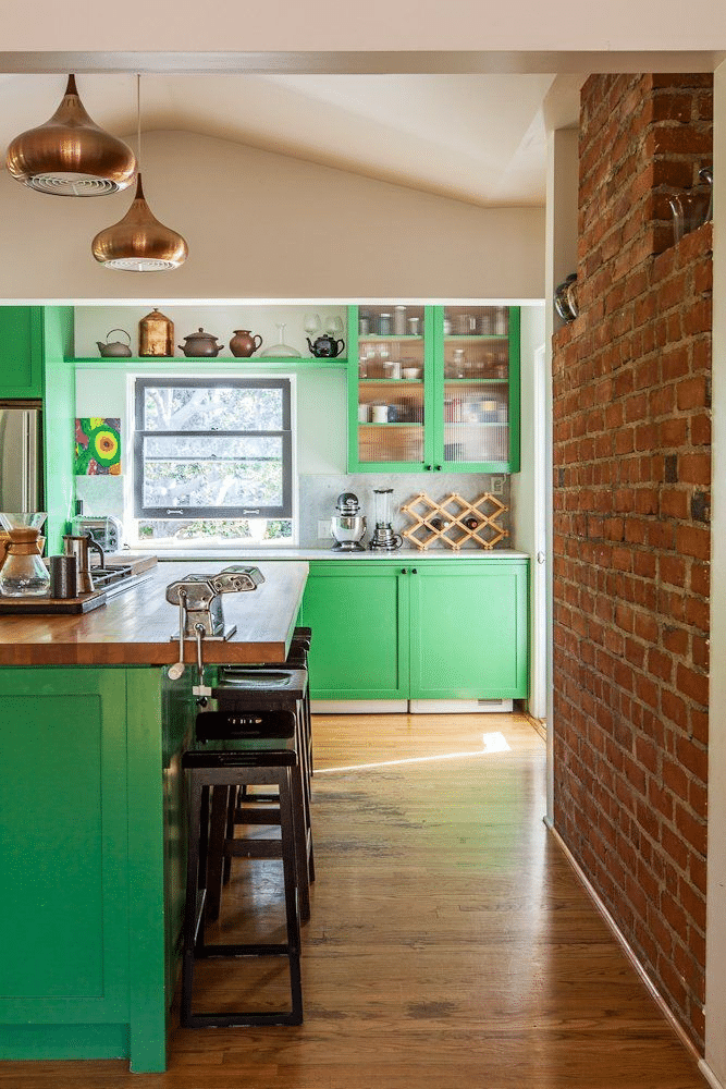 Lime Green Cabinet and Floating Shelf