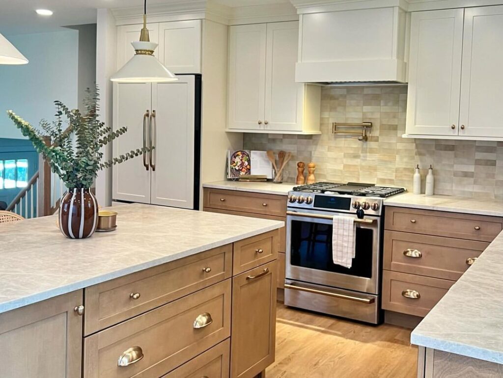 Natural Wood Two-Tone Cabinets