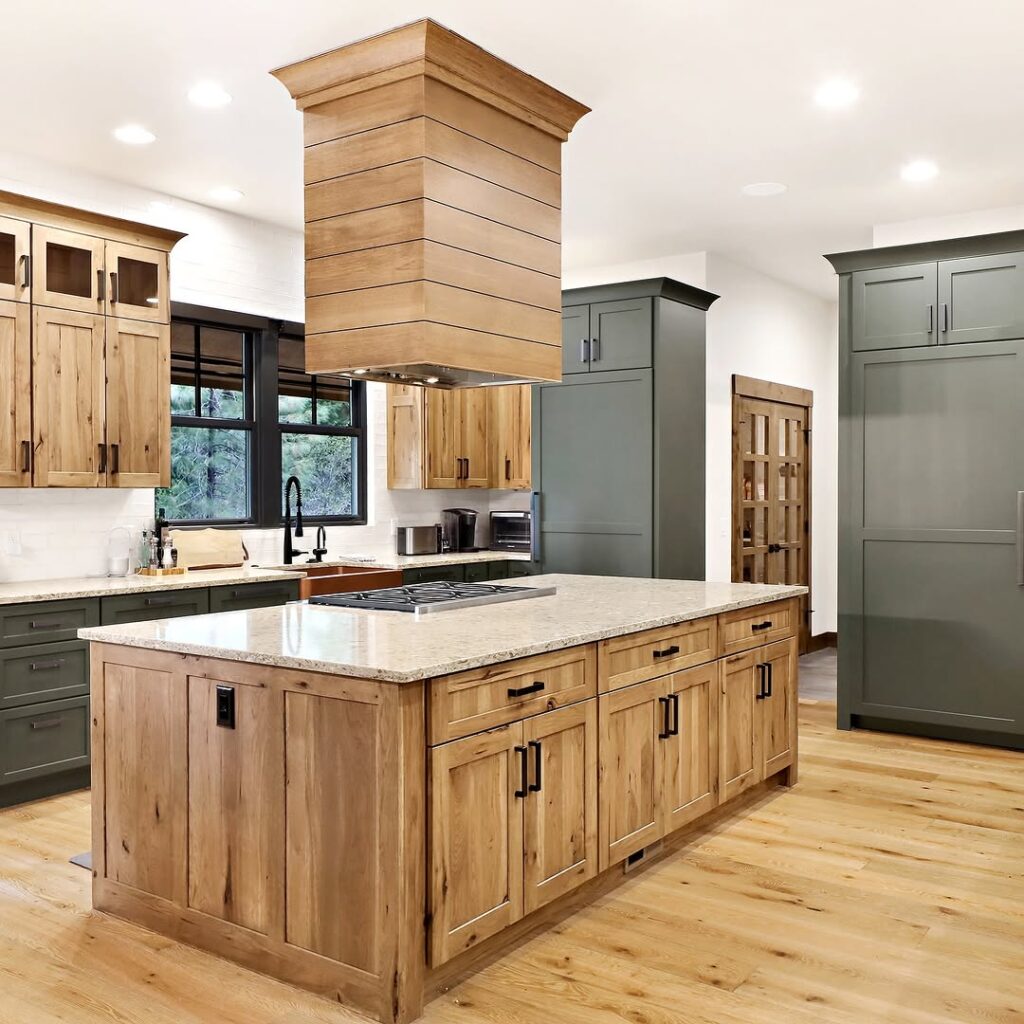 Black Hardware on Hickory Cabinets